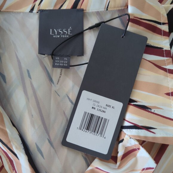 Lysse New‎ York Womens Tunic XL Abstract Print wht grss beige tan Lightweight - Picture 6 of 16